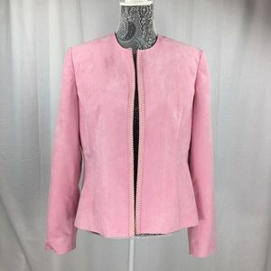 Dress Barn L Pink Faux Suede Jacket Blazer